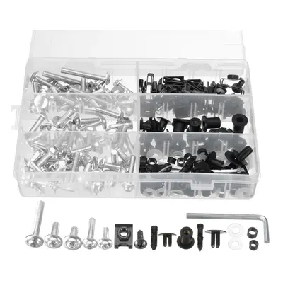 (Silver) 223pcs Motorcycle Windscreen Body Fairing Bolts Fastener Clips Screws For Honda/Yamaha