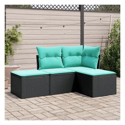 vidaXL Piece Patio Sofa Set with Cushions Black Poly Rattan