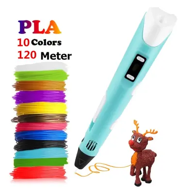 3D Pen For Children 3D Drawing Printing Pencil with LCD With 120m PLA