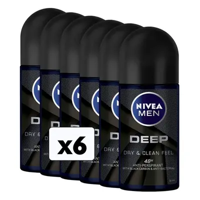 NIVEA Men Deep Deodorant Roll-On, Packs of ml - ml