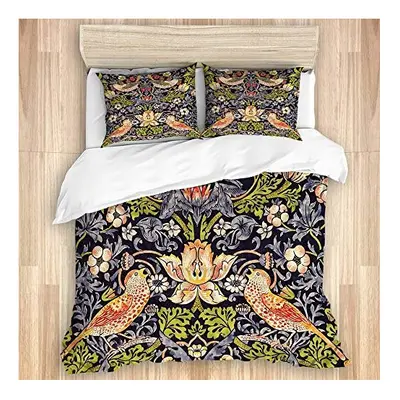 PONIKUCY bedding Duvet Cover Set,strawberry thieves by william morris vintage art,Microfibre Duv