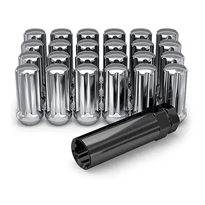 White Knight 3809L-20AM Chrome Lug Nuts M14 x 1.5 with a Duplex Spline Lug Nut Socket Key, Pack 