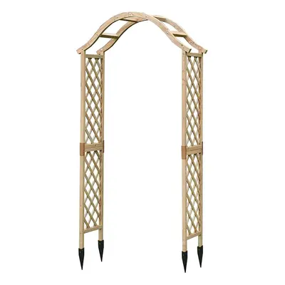 Wooden Garden Arch (Tan) with Ground Spikes