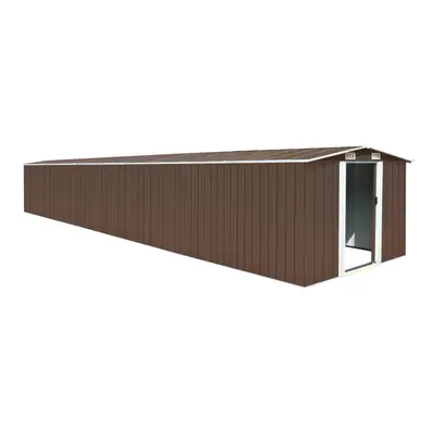 vidaXL Garden Shed Brown 257x779x181 cm Galvanised Steel Outdoor Storage House