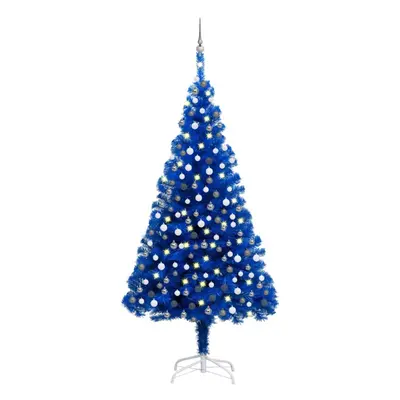 vidaXL Artificial Pre-lit Christmas Tree with Ball Set Xmas Tree Blue PVC