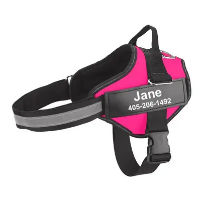 (Rose Red) Personalized Dog Harness Reflective Adjustable Pet Vest