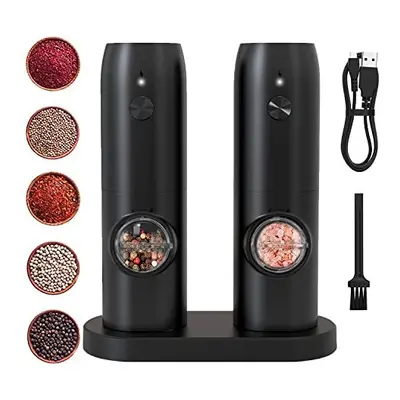 YISUN Rechargeable Electric Salt and Pepper Grinder Set, Pepper Mill Adjustable Coarse and Fine,