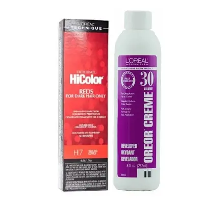 (H7+Dev(Vol.30)8oz) H7 Sizzling Copper L'Oreal Excellence HiColor REDS For Dark Hair Only