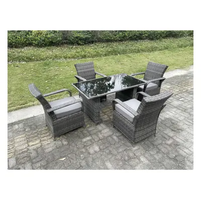 Fimous Seat Rattan Garden Furniture Dining Set PE Table Chair Sets