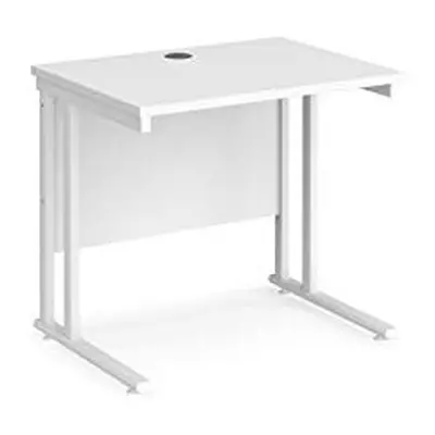 Mr Office Maestro straight desk 600mm deep - white cantilever leg, White