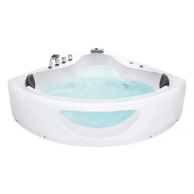 Whirlpool Corner Bath with LED x mm cm White TOCOA