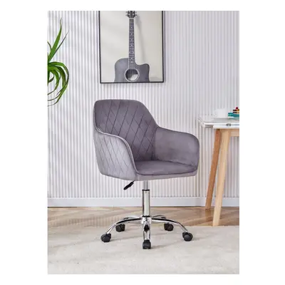 Office Chair grey velvet swivel with arms and wheels leisure home desk computer