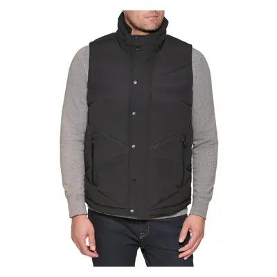 Tommy Hilfiger Men's Diamond Quilted Stand Collar Vest Black Large