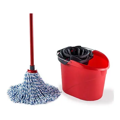 Vileda SuperMocio Microfibre and Cotton Mop and Bucket Set, Mop for Cleaning Floors, Set of 1x M