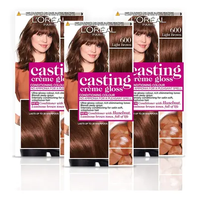 L'Oreal Paris Casting Creme Gloss Brown Semi-Permanent Hair Dye, Blends Away Grey Hair Leaving A