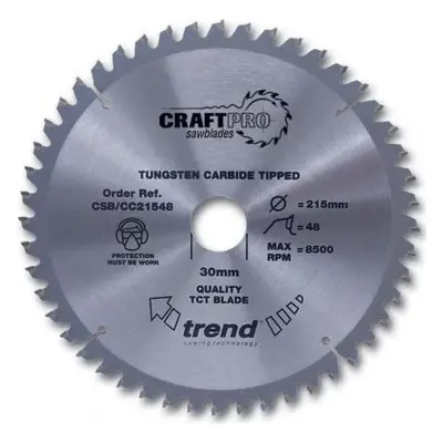 Trend CSB/CC19060 Craft Pro Negative Hook Crosscutting TCT Circular Saw Blade, Tungsten Carbide 