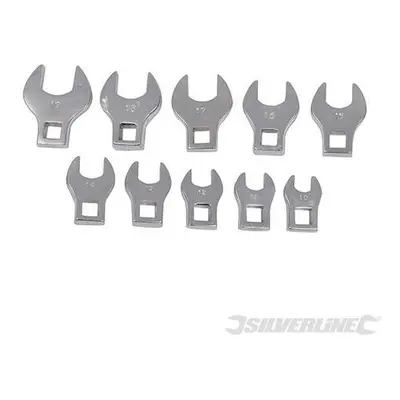 10- 19mm Piece Crows Foot Spanner Set - 10pce Silverline - spanner set foot crows 10pce silverli