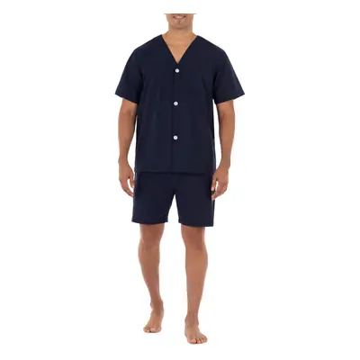 Fruit of the Loom Mens Broadcloth Short Sleeve Pajama Set Navy Large