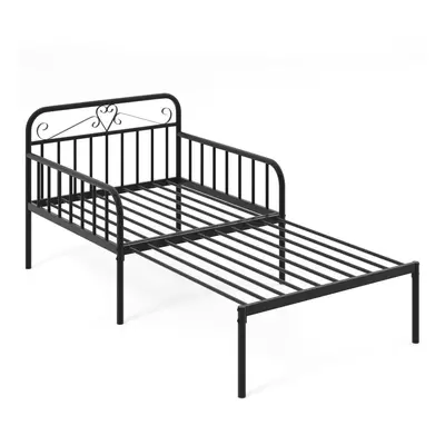 Metal Daybed Extendable Daybed to Single Size Bed Sofa Bed-Black