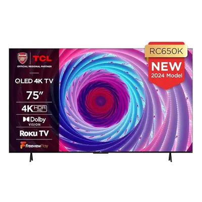 TCL 75RC650K 75-inch QLED Pro Television, 4K Ultra HD, Roku TV (Smart TV with Dolby Vision & Aud