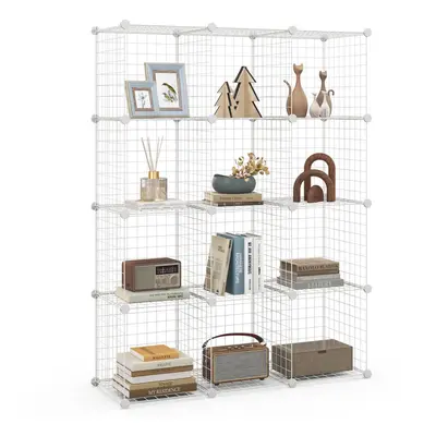 12 Cube Storage Shelf Rack DIY Wire Grid Bookcase Display Cabinet