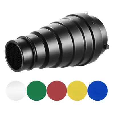 Neewer Large Aluminium Alloy Conical Snoot Kit with Honeycomb Grid and Pieces Color Gel Filters 