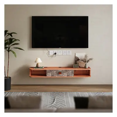 TV Stand Floating Wall Mounted TV Cabinet Shelves with Drawer