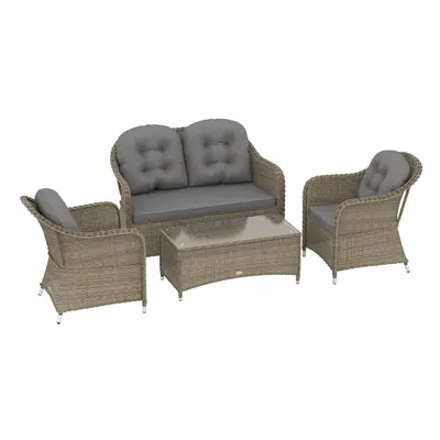 Outsunny Pieces Rattan Sofa Set Outdoor Conservatory Furniture with Cushions