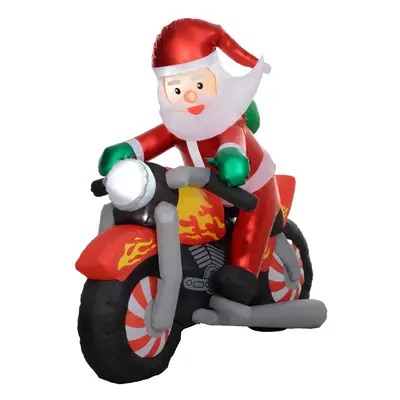 Outsunny 5.6FT Christmas Blow Up Santa Claus Riding Motorcycle w/ LED Lights