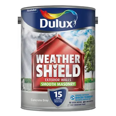 Dulux - Weathershield Smooth Masonry Paint 5L - Concrete Grey