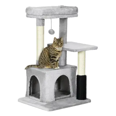 PawHut Cat Tree Climbing Activity Center w/ Scratching Massage Toy Hanging Ball