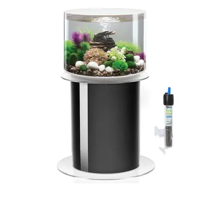 biOrb Tube 35L White Aquarium with MCR LED Lighting, Stand and Heater Pack