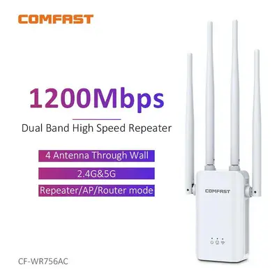 (US Plug) CF-WR756AC 1200Mbps WiFi Repeater 2.4G&5G Gigabit Wireless Extender with External Ante