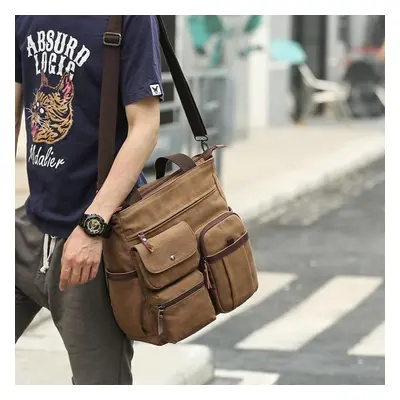 (dark brown, One Size) Men&apos;s Canvas Shoulder Bag Crossbody Bag Men&apos;s Computer Bag Men&