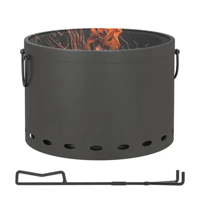 Outsunny 38cm Smokeless Wood Burning Firepit Metal Fire Pit, Dark Grey