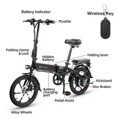 DYU A1F Folding Electric Bike - Wheels, 350W Motor, 36V Battery