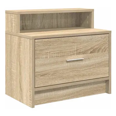 (sonoma oak, pcs) vidaXL Bedside Cabinet with Drawer Concrete Grey 51x31x47 cm bedside table