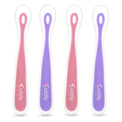 Cuddle Baby Gum Friendly Soft Silicone Baby Spoons 4Pack First Stage Feeding Spoon Gift Set for 