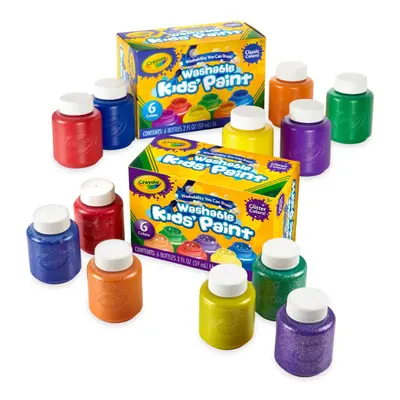 Crayola Washable Kids Paint Set (12ct) Classic and Glitter Paint for Kids Arts & Crafts Supplies