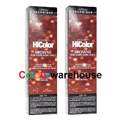 (H2 â 2pcs) L'Oreal HiColor H2 Cool Light Brown, Browns For Dark Hair Only