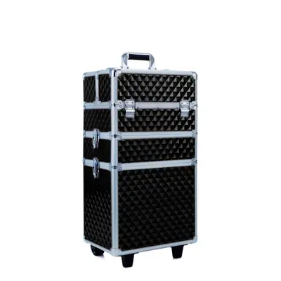 3in1 Diamond Pattern Cosmetic Makeup Train Case