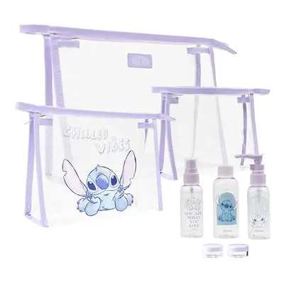 Stitch Travel Essentials Set, Travel Makeup Bags Refillable Travel Bottles and Cosmetic Pots - H