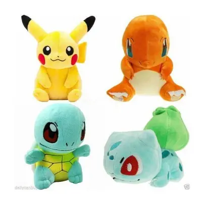 4Pcs Pokemon Pikachu Squirtle Plush Toy Stuffed Doll