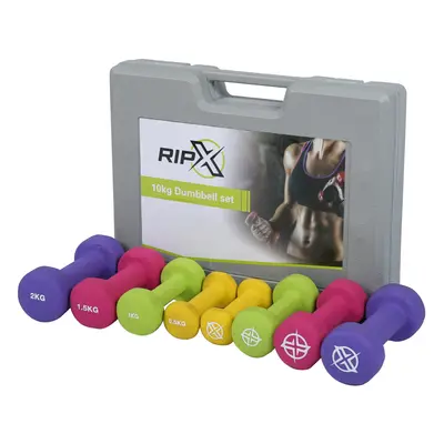 RIP X Dumbbell Weights Set Kit Aerobics Gym Class Workout Ladies Yoga Pilates 10kg