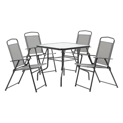 Outsunny Piece Garden Dining Furniture Set w/ Folding Chairs & Parasol Hole