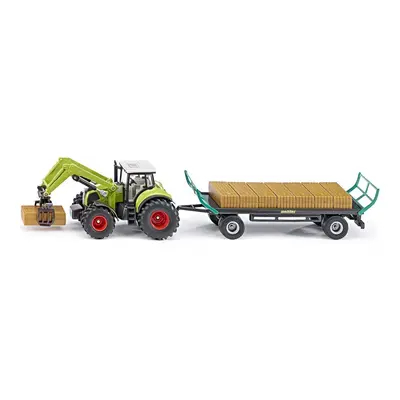 SIKU 1946, Claas Tractor with Square Bale Grab and Bale Trolley, 1:50, Metal/Plastic, Green, Inc