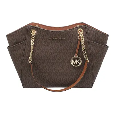 Michael Kors Jet Set Travel Large Chain Shoulder Tote (Brown Sig PVC)