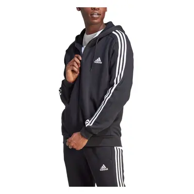 adidas Men's Essentials Fleece 3-Stripes Full-Zip Black Medium