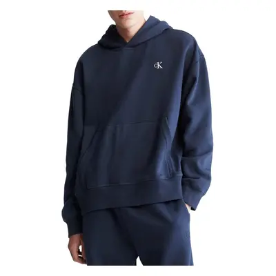 Calvin Klein Men's Relaxed Fit Monogram Logo Fleece Hoodie Dark Sapph