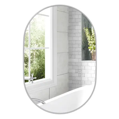 HOMCOM Oval Bathroom Mirror, Modern Wall Mirror Aluminium Frame, x 90cm